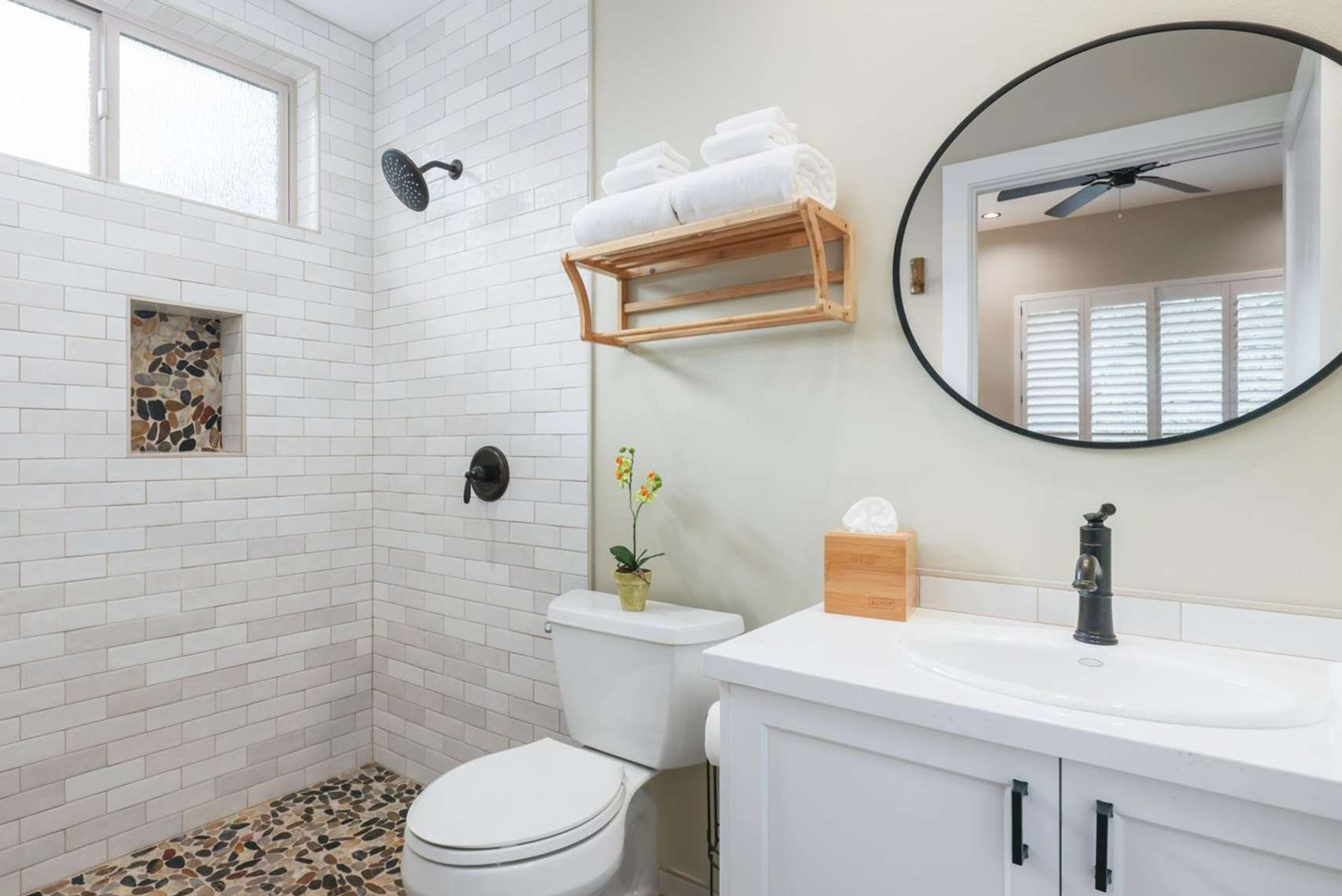 A view of the bathroom attached to the southeast bedroom