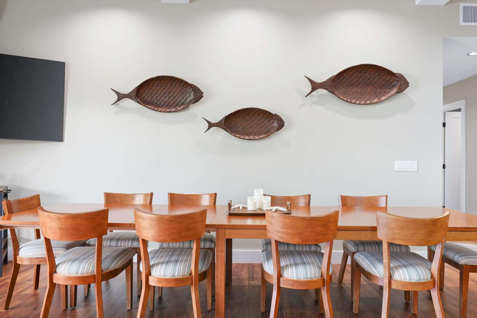 A view of the dining table in the living area