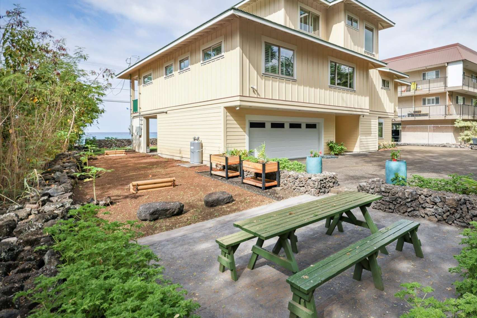 A view of the house from the picnic area