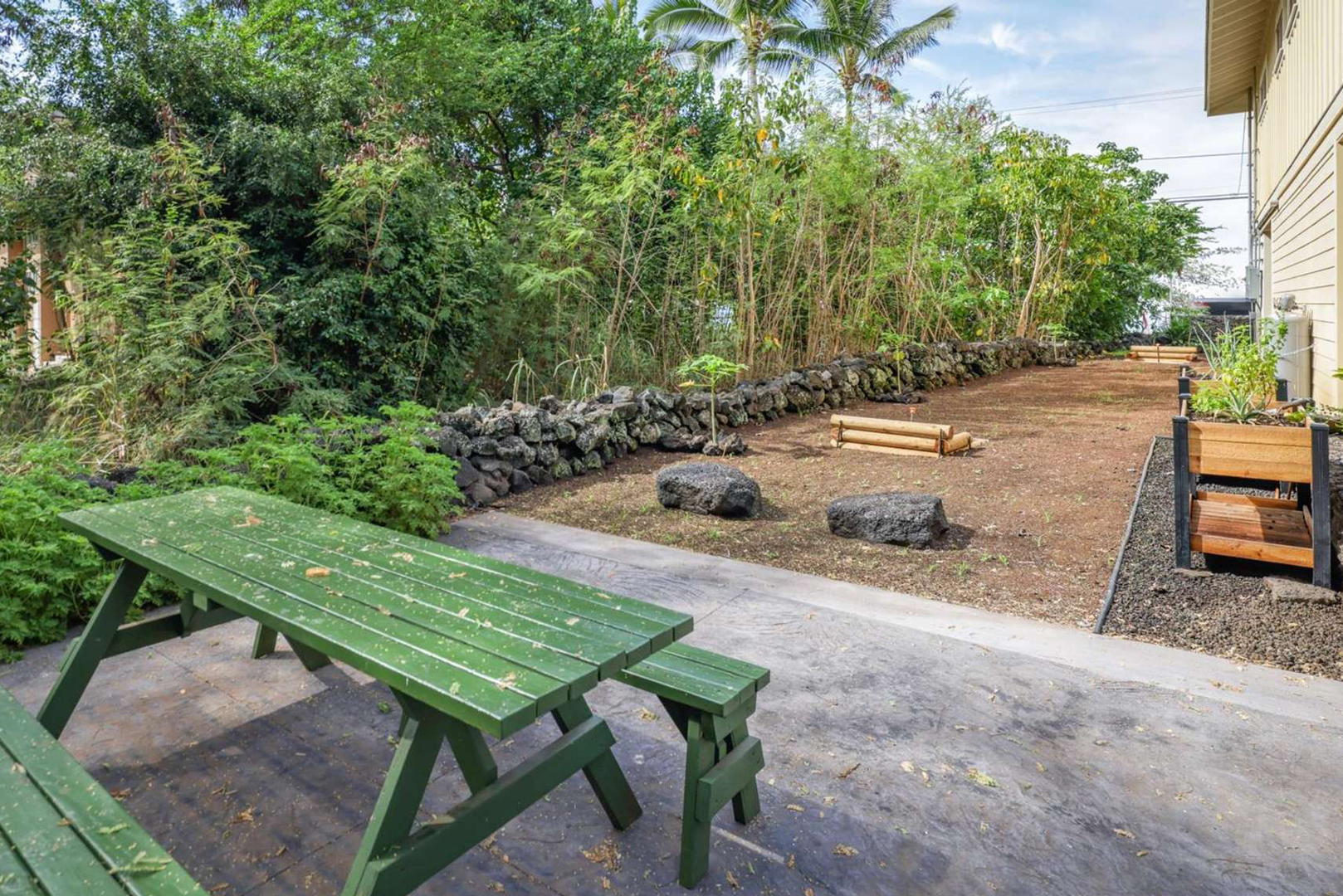 A view of the picnic area and the horseshoe pits