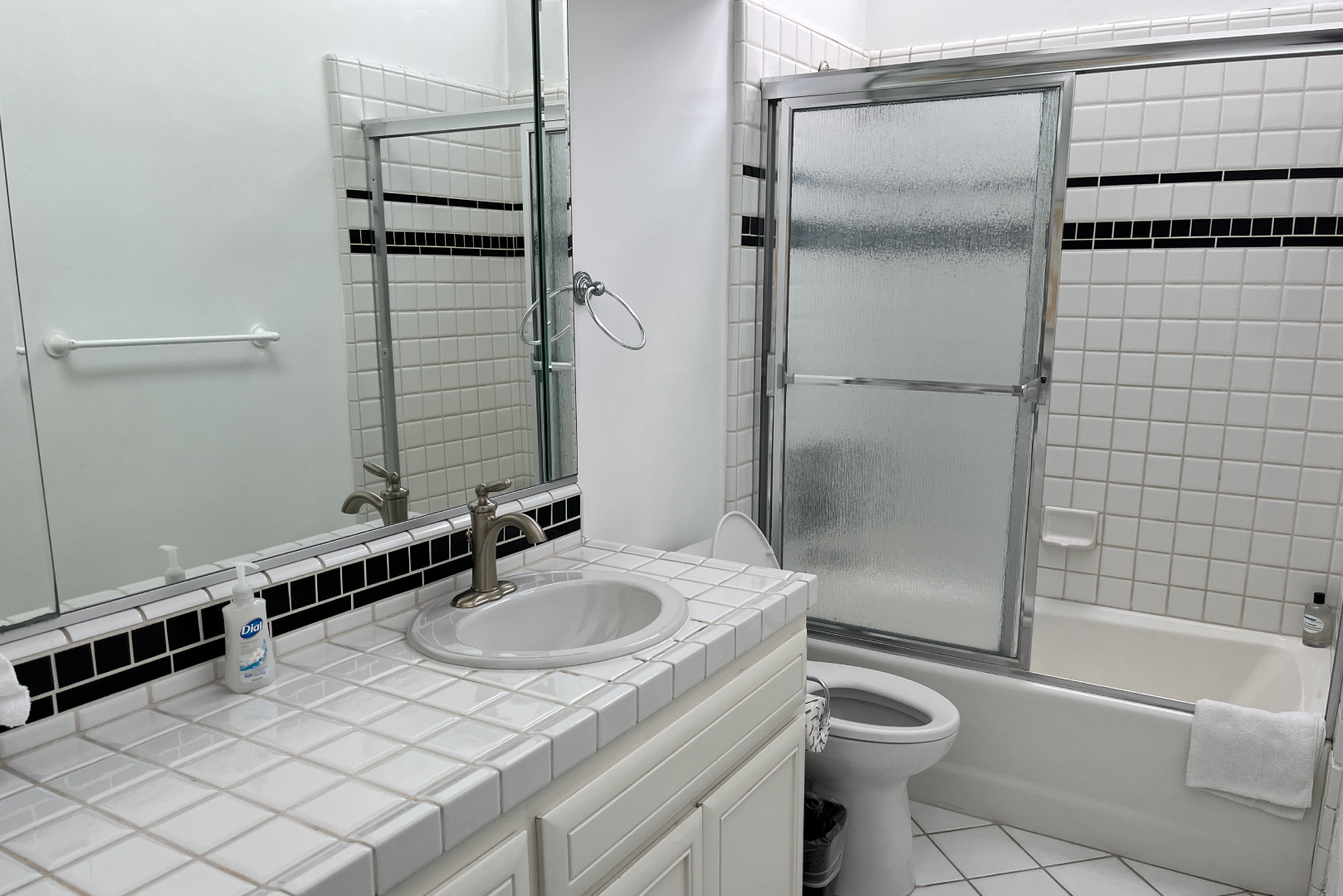 The bathroom attached to the primary bedroom