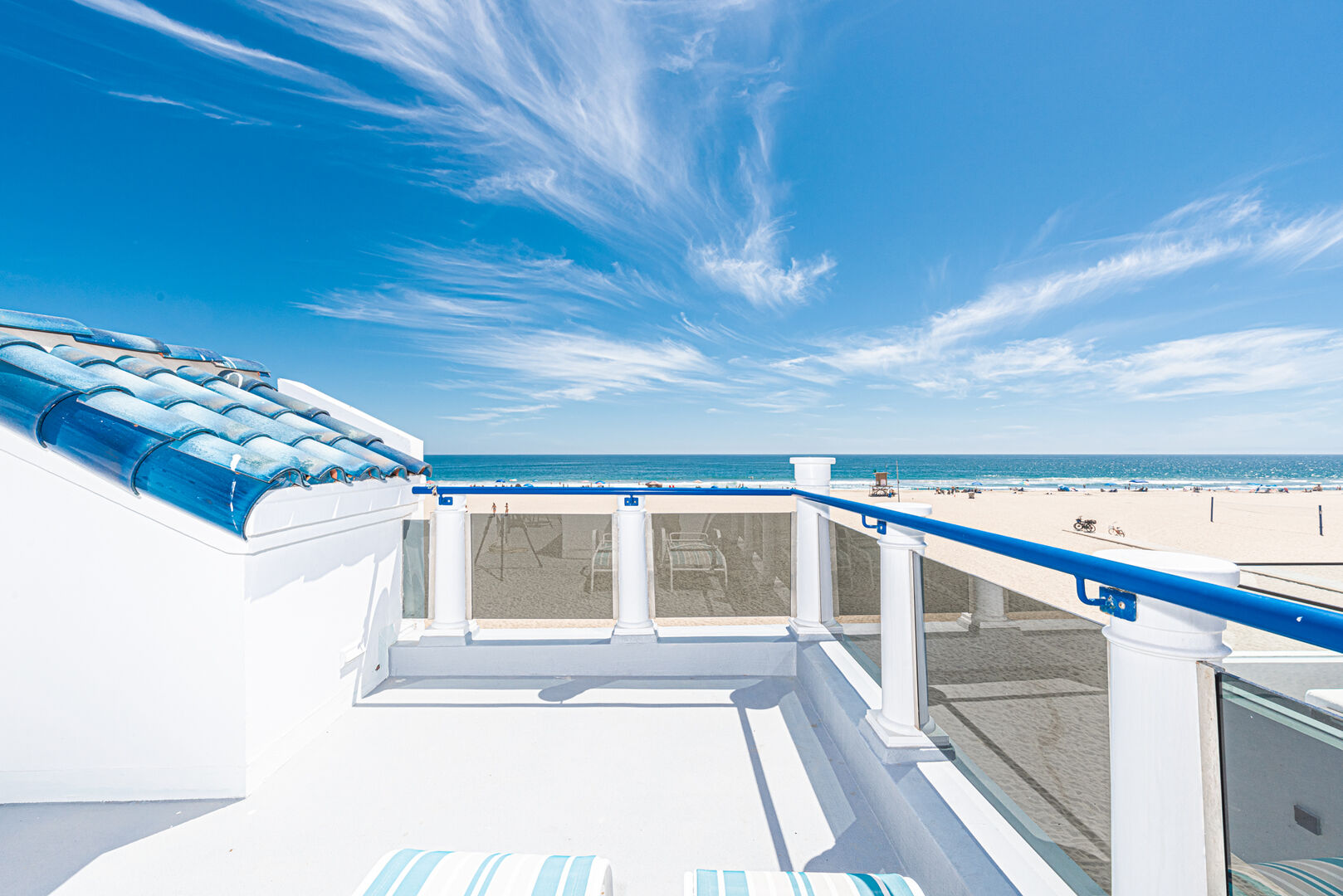 A view of the beach from the roof lanai