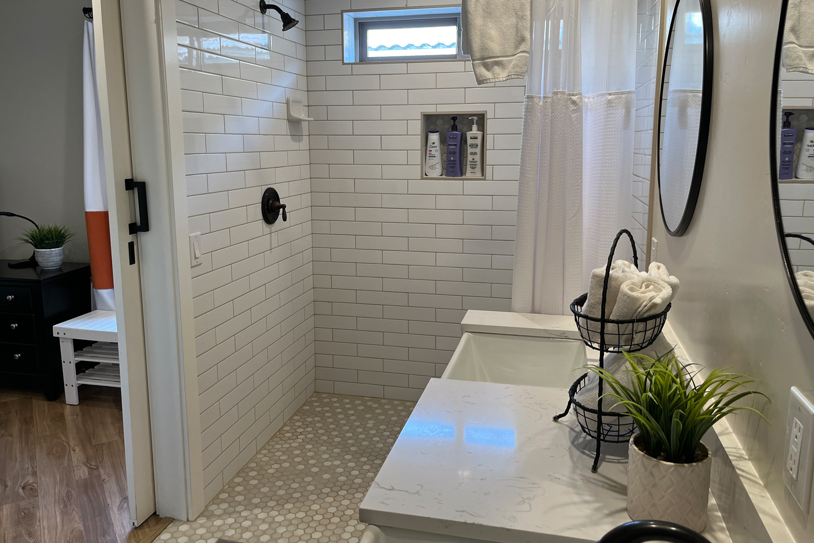 The bathroom connected to bedroom 2