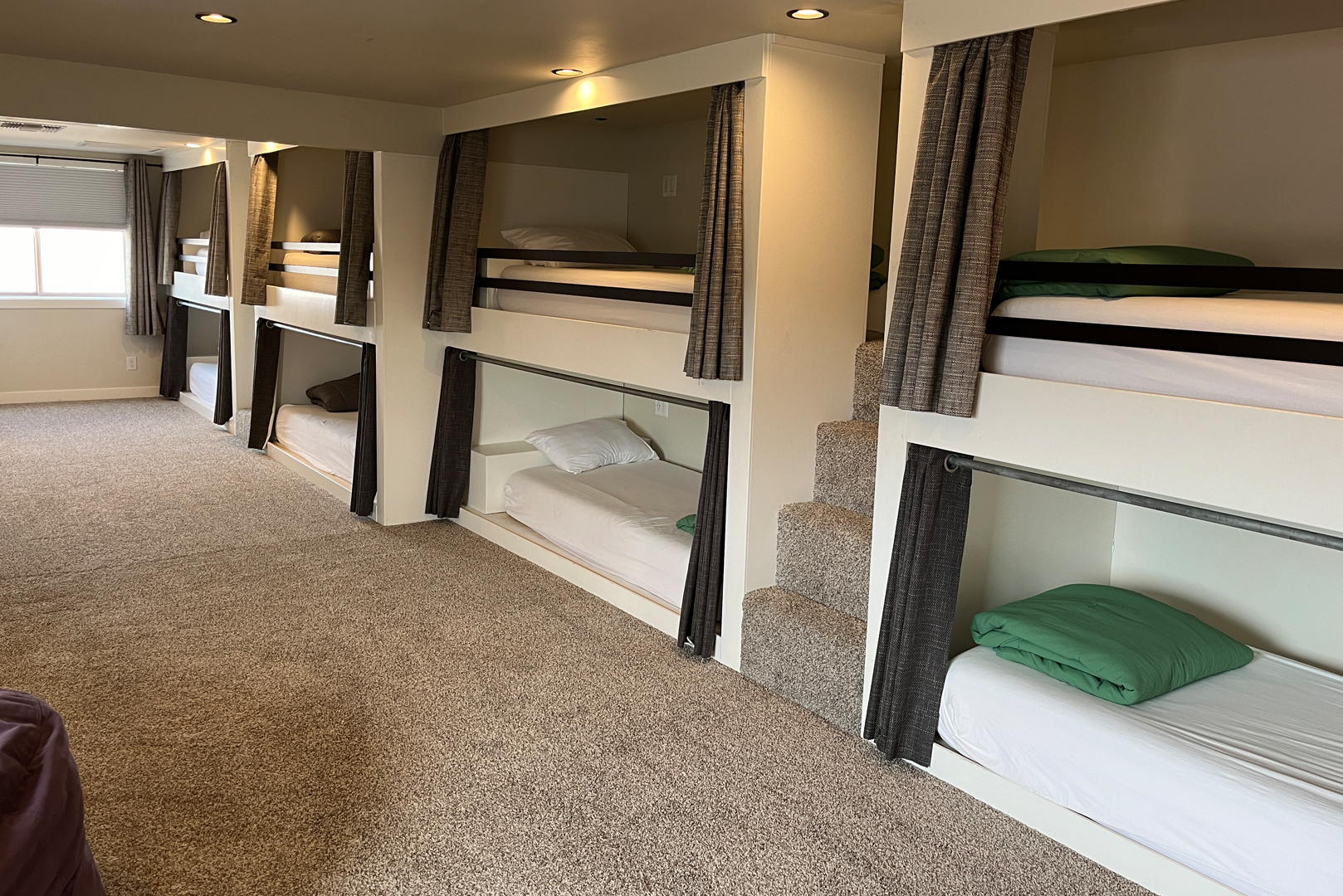 A view of the bunk room on the second floor