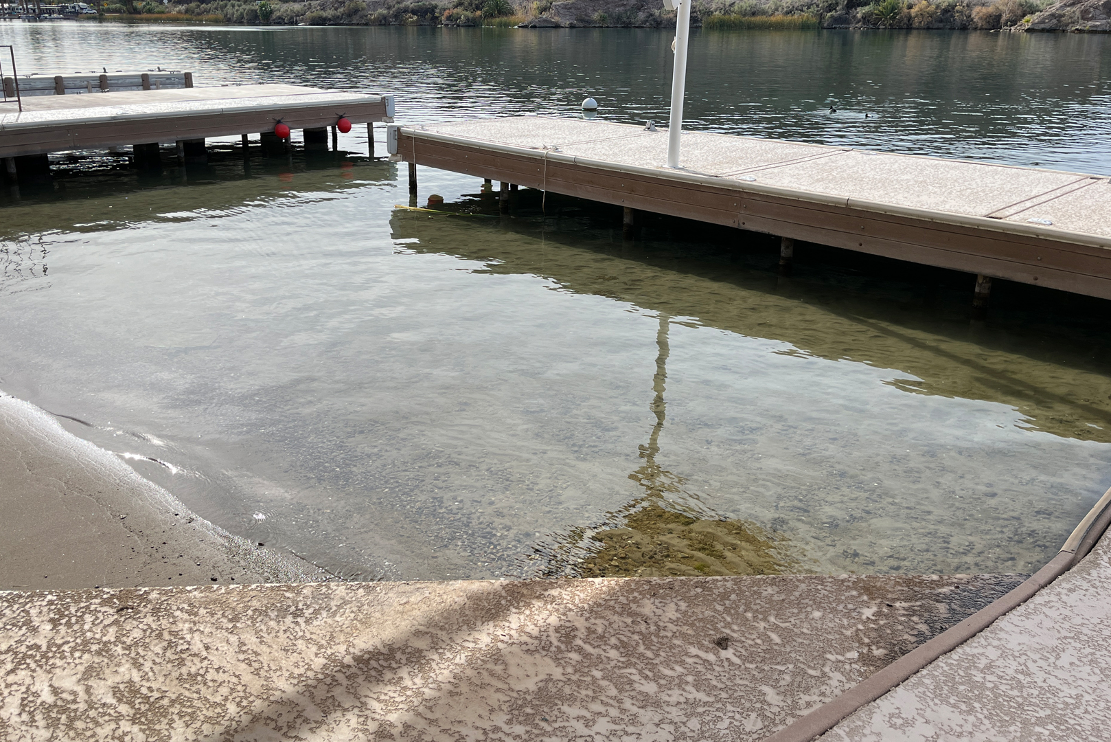 View of the small beach at dock area